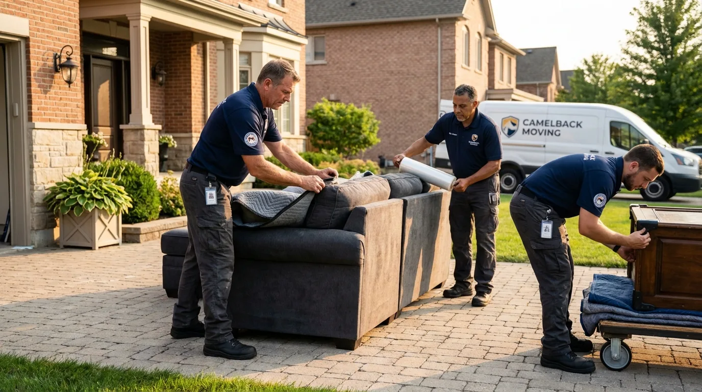 Large estate moving crew wrapping furniture in Anahuac, TX